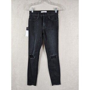 Revolve Wilson Gabrielle The Lolita Mid Rise Skinny Distressed Black Jeans Sz 23